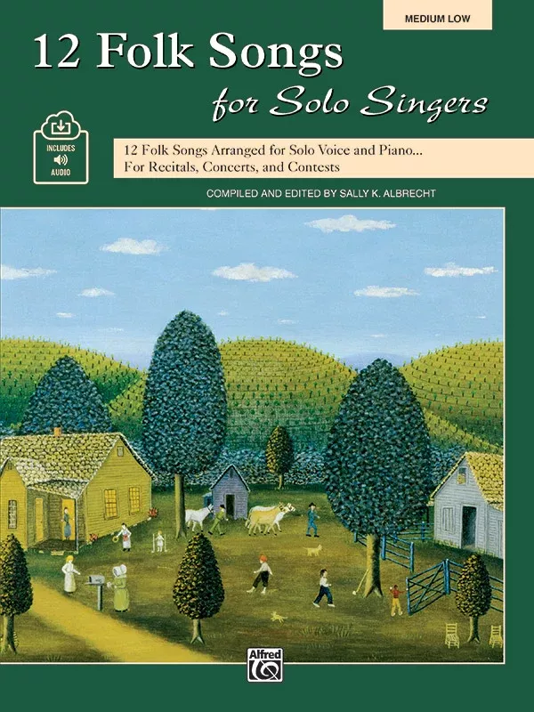 12 Folk Songs for Solo Singers: Medium Low Voice Book & Online Audio