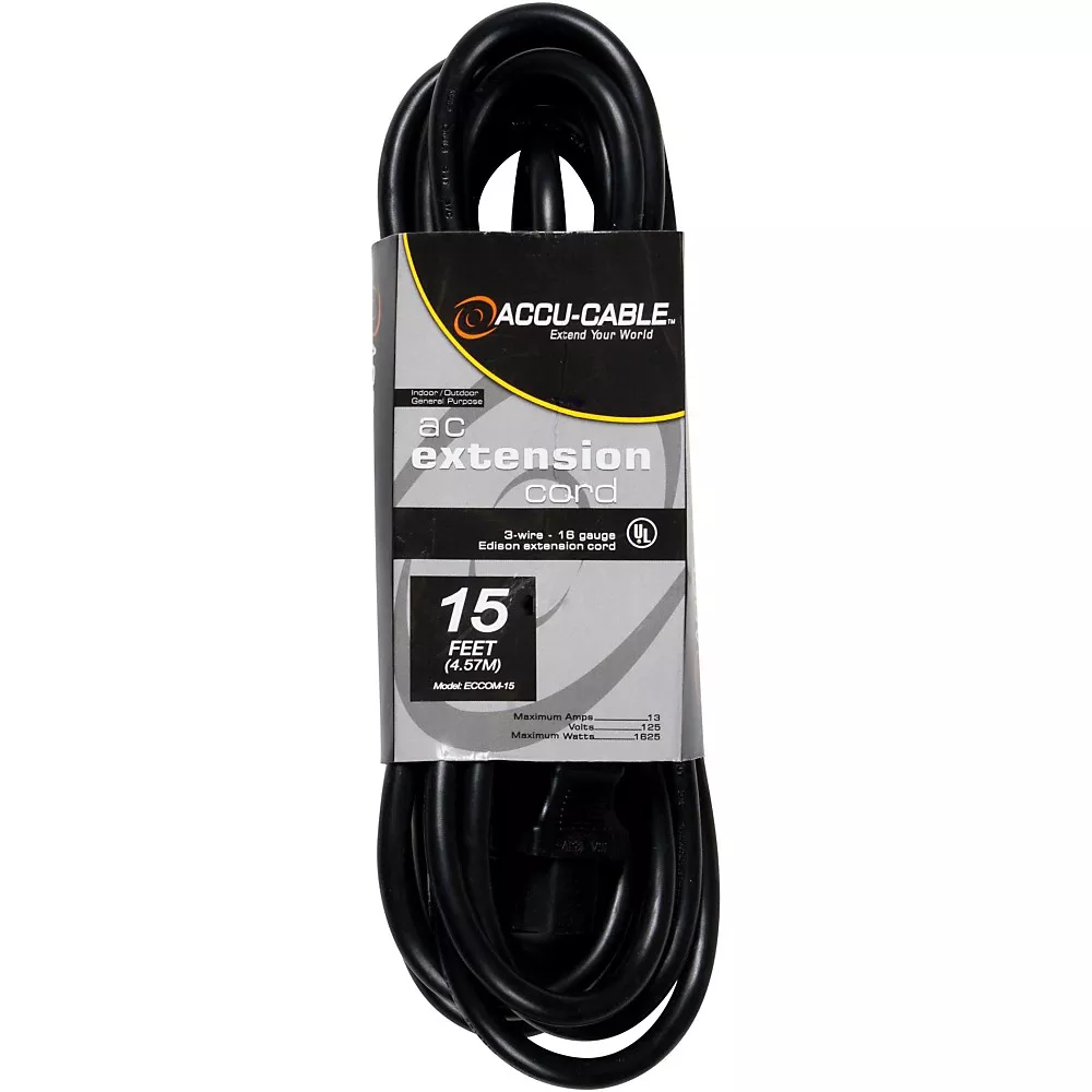 ACCU CABLE ECCOM-15 IEC Male to Female 15 ft Jumper Cable