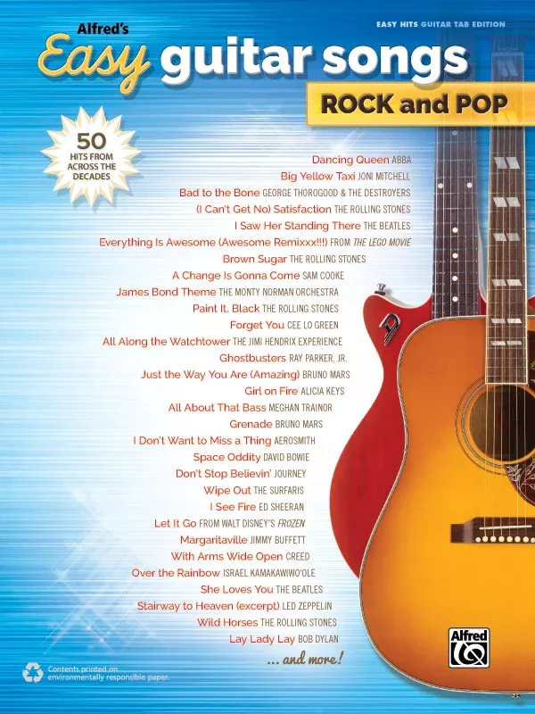 Alfred's Easy Guitar Songs: Rock and Pop: Easy Hits Guitar TAB Book