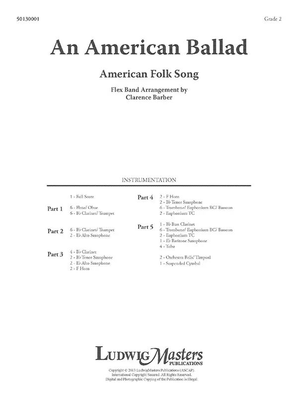 An American Ballad: Flexible Instrumentation Conductor Score