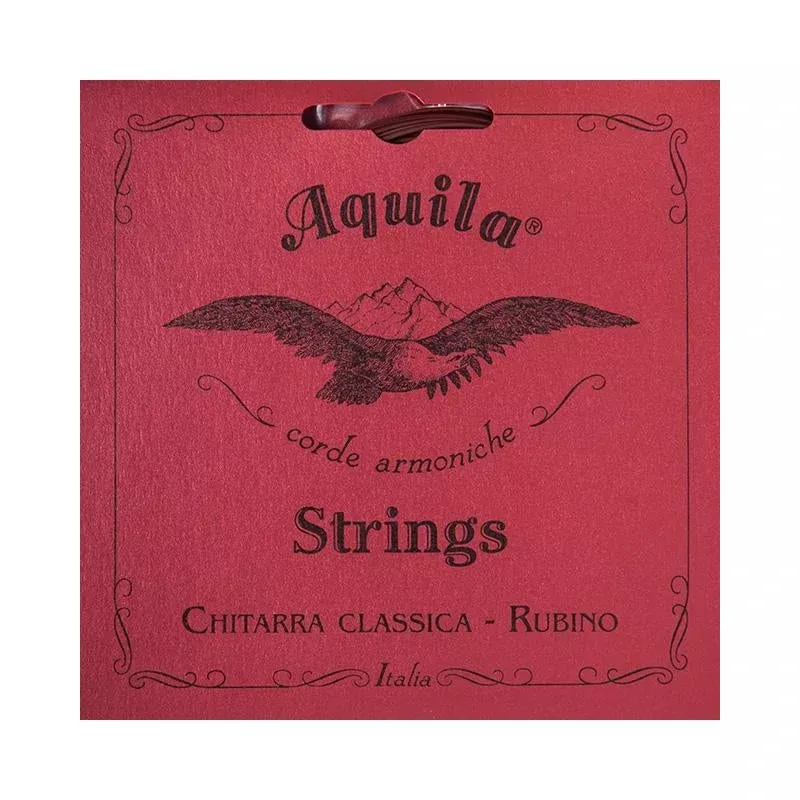 Aquila 134C Rubino Classical Guitar Strings, Red Trebles & Alabastro Basses, Superior (High) Tension