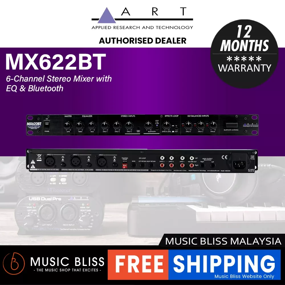 ART MX622BT 6-channel Stereo Mixer with Bluetooth