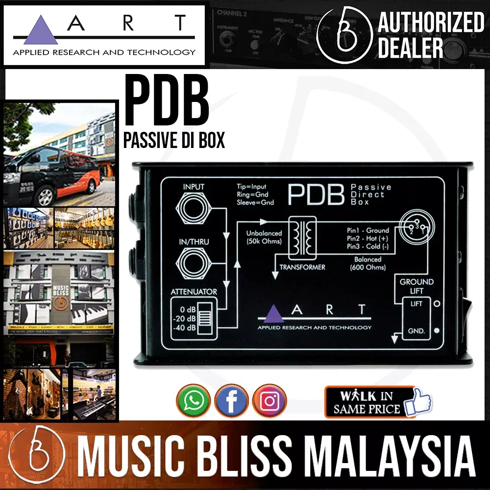 ART pdb Passive DI Box for Active Electric Guitar, Bass & Keyboards
