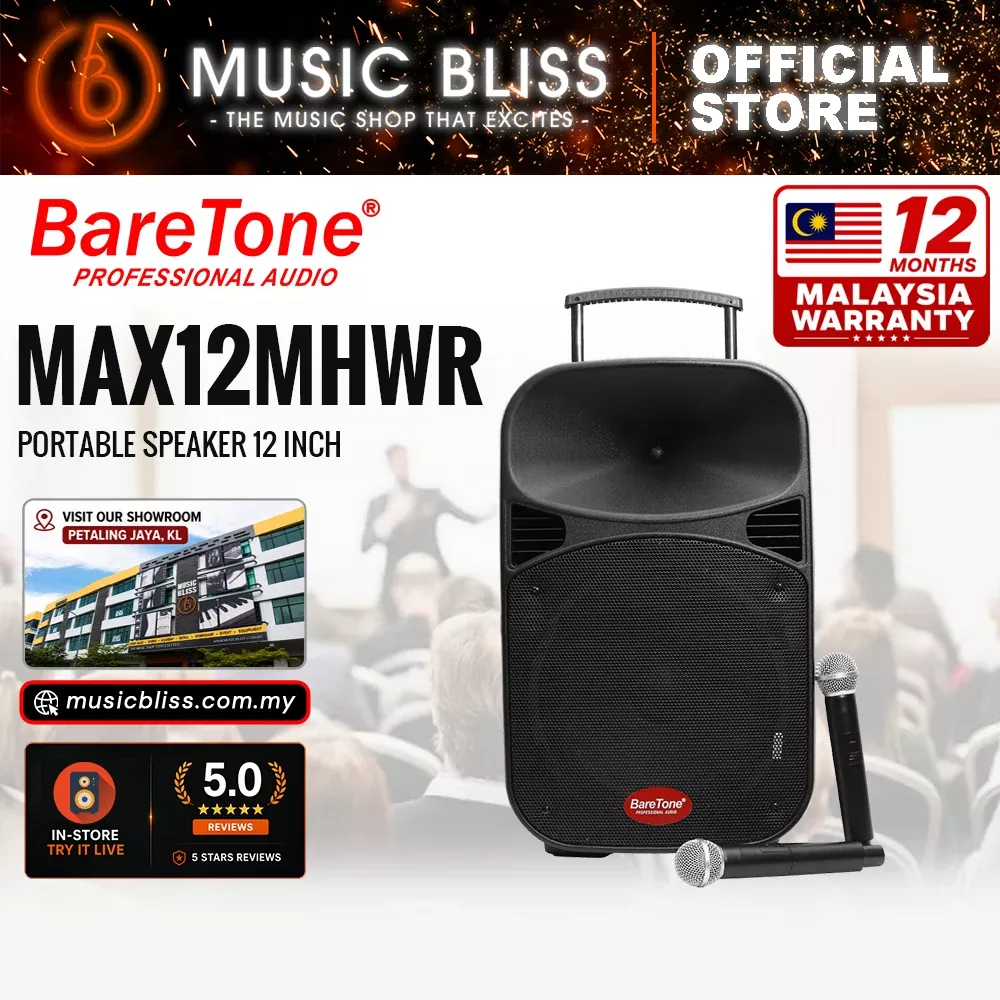 Baretone Audio MAX12MHWR 12″ Portable Speaker
