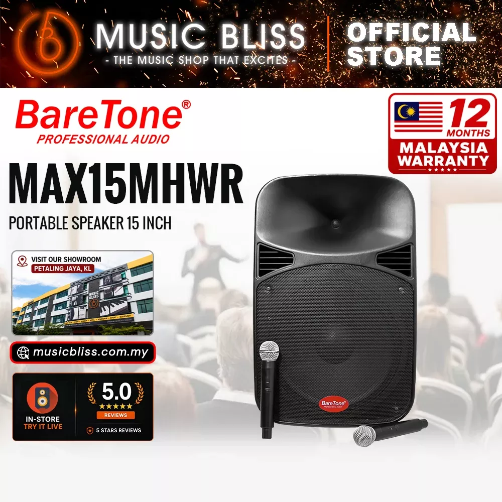 Baretone Audio MAX15MHWR 15″ Portable Speaker