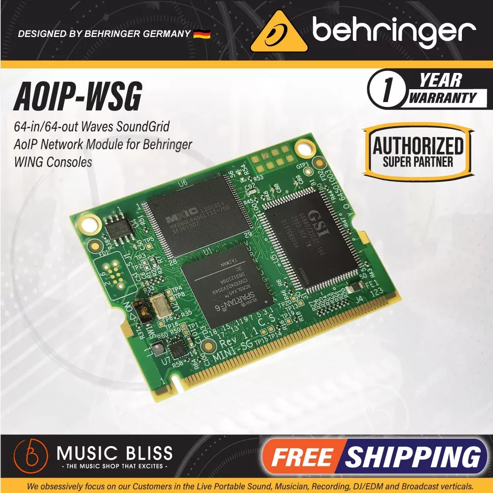 Behringer AOIP-WSG-AoIP Network Module with WAVES SoundGrid Technology and 64×64-Channels of Audio I/O