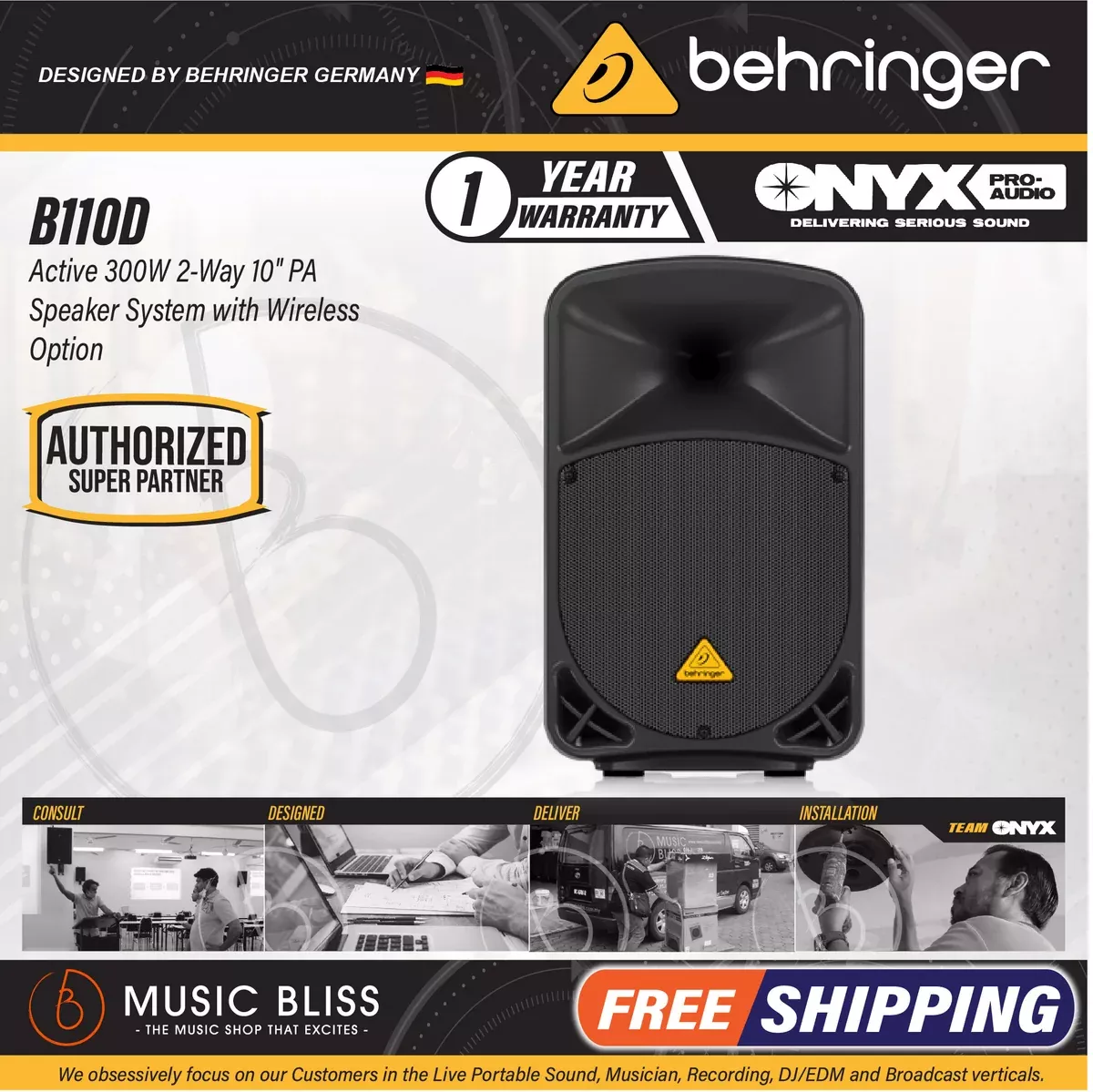 Behringer Eurolive B110D 300-Watt 10″ Powered Speaker