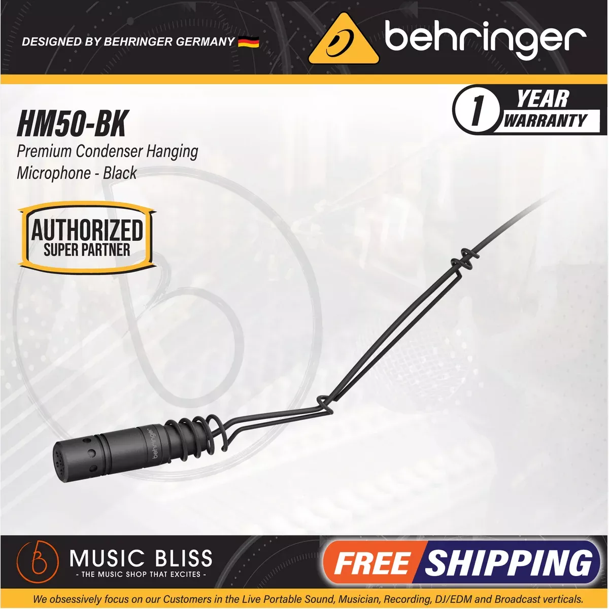 Behringer HM50 Condenser Hanging Microphone – Black