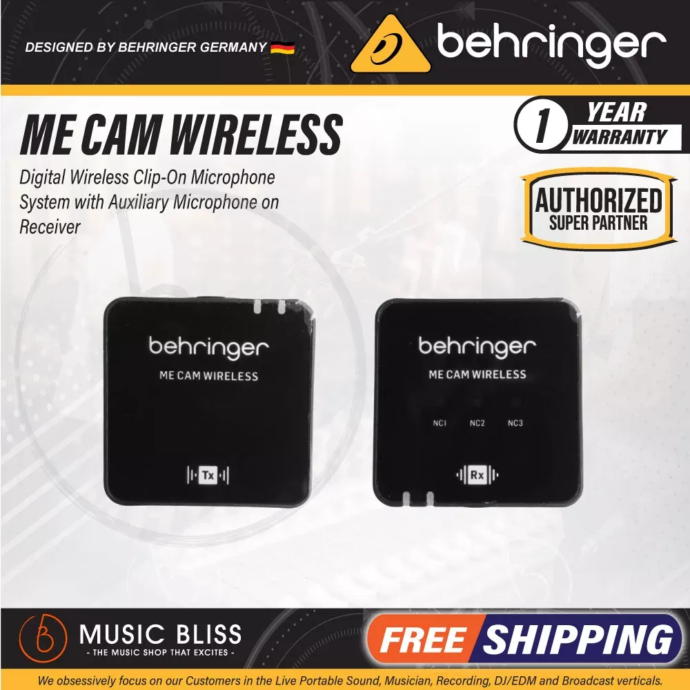 Behringer ME CAM WIRELESS Digital Wireless Clip-On Microphone System with Auxiliary Microphone on Receiver