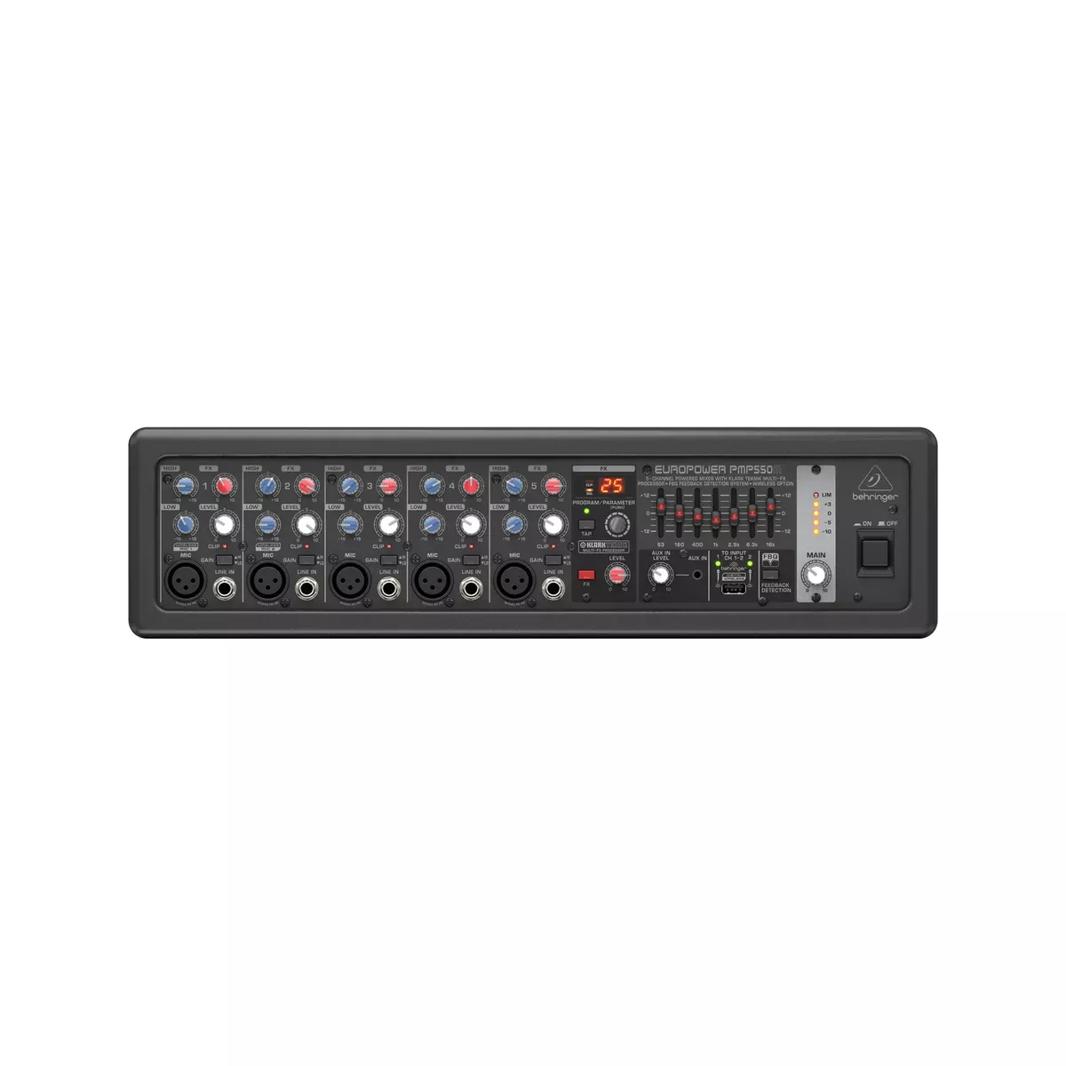 Behringer PMP550M 500w 5-Channel Powered Mixer, UK Plug