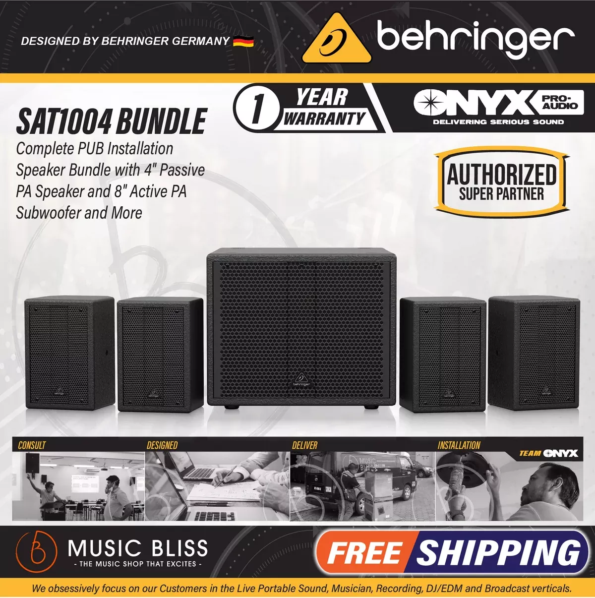 Behringer SAT 1004 Bundle Complete Pub Installation Speaker