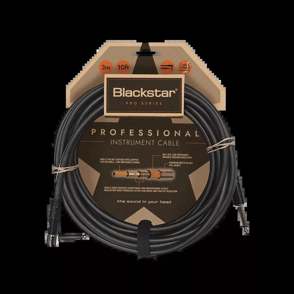 Blackstar CABLE-PRO-3M-SA 10ft Professional Instrument Cable, Straight/Angled