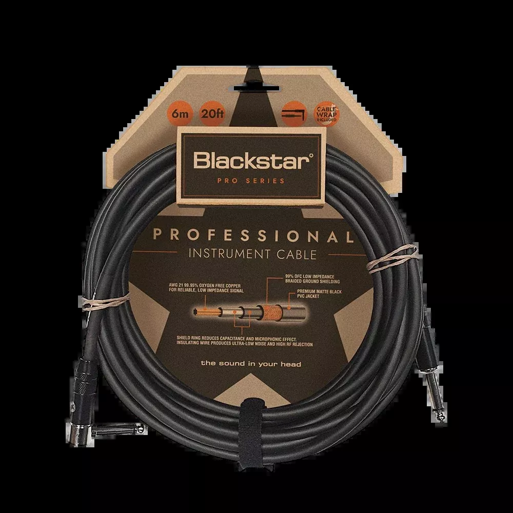 Blackstar CABLE-PRO-6M-SA 20ft Professional Instrument Cable, Straight/Angled