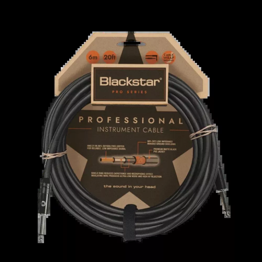 Blackstar CABLE-PRO-6M-SS 20ft Professional Instrument Cable, Straight
