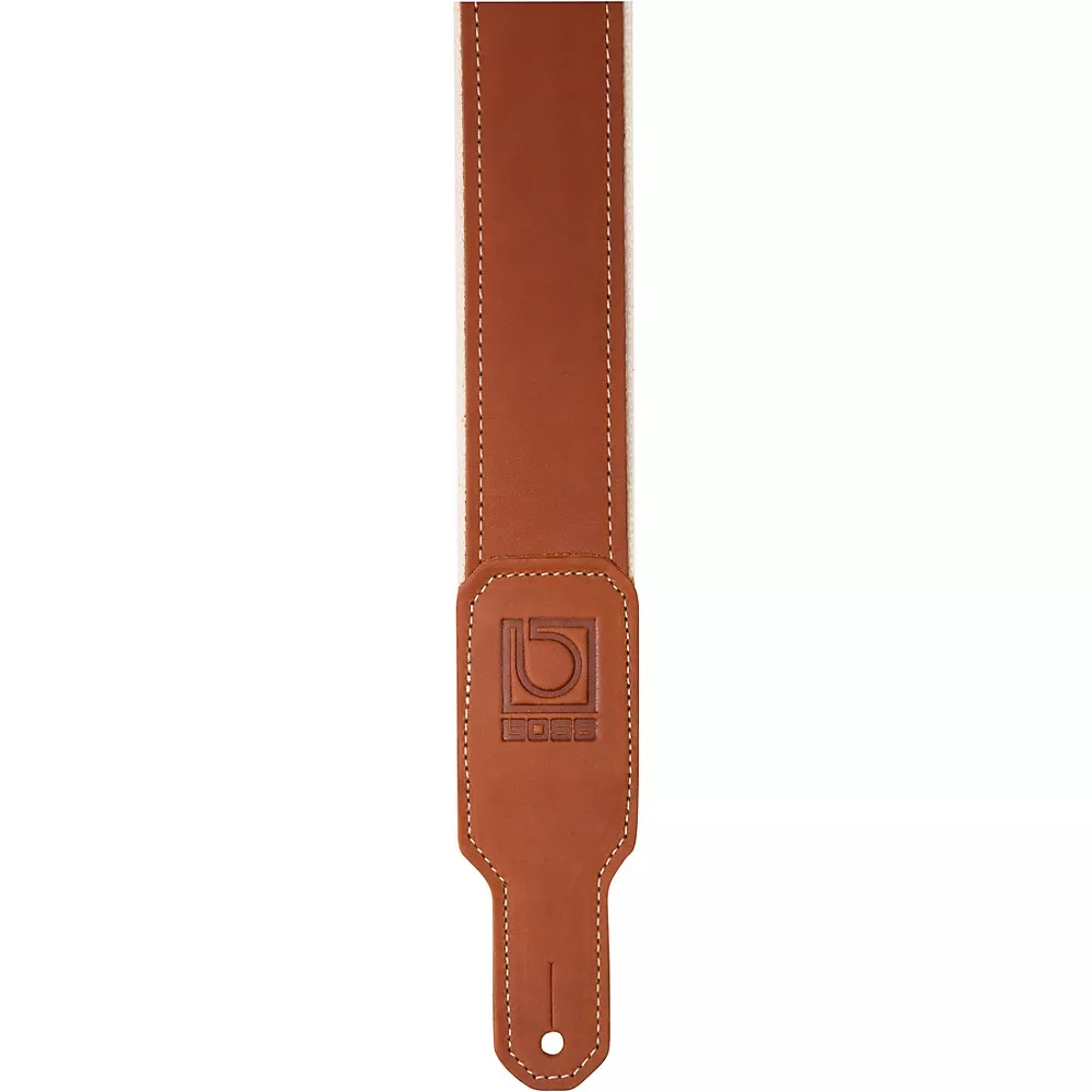 BOSS 2" Leather/Nylon Hybrid Guitar Strap Natural 2 in.