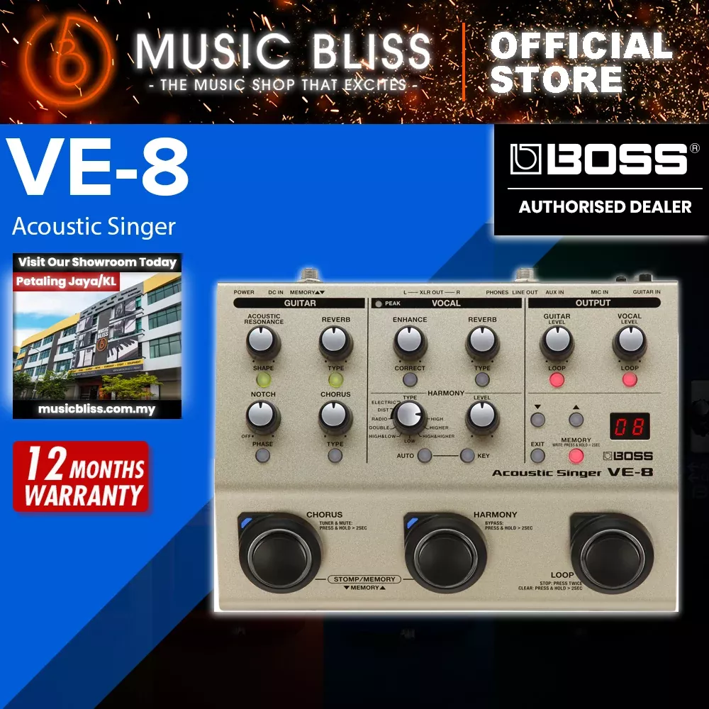 Boss VE-8 Acoustic Singer Guitar/Vocal Processor Stompbox