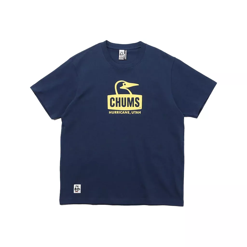 CHUMS Booby Face T-Shirt, Navy/Yellow