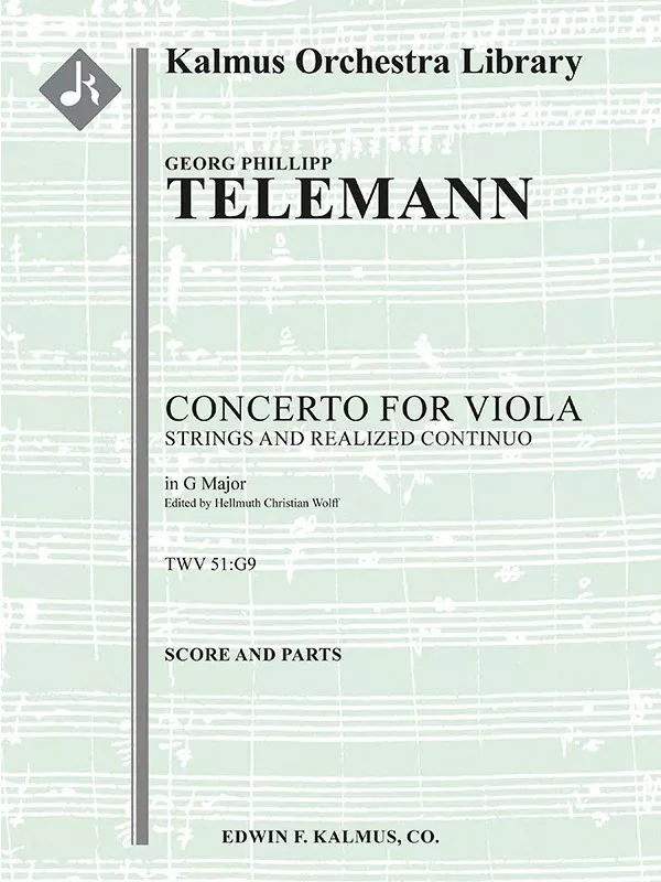 Concerto for Viola in G, TWV 51:G9: String Orchestra Conductor Score & Part(s)