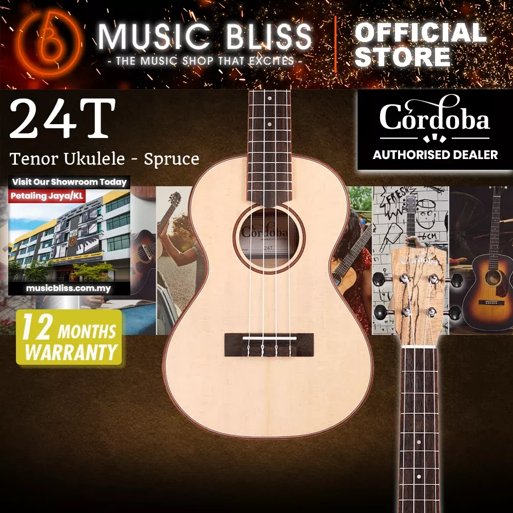 Cordoba 24T Tenor Ukulele – Spruce Top, Maple Back & Sides