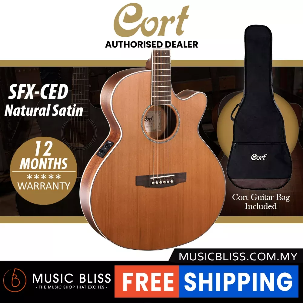 Cort SFX-CED Acoustic Guitar with Bag – Natural Satin