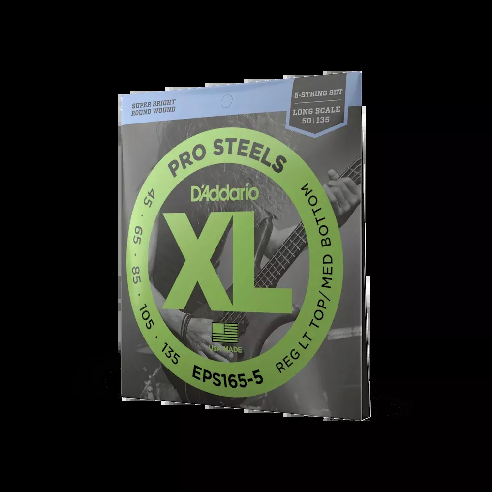 D'Addario 45-135 Regular Light Top/Medium Bottom 5-String, Long Scale, XL ProSteels Bass Strings