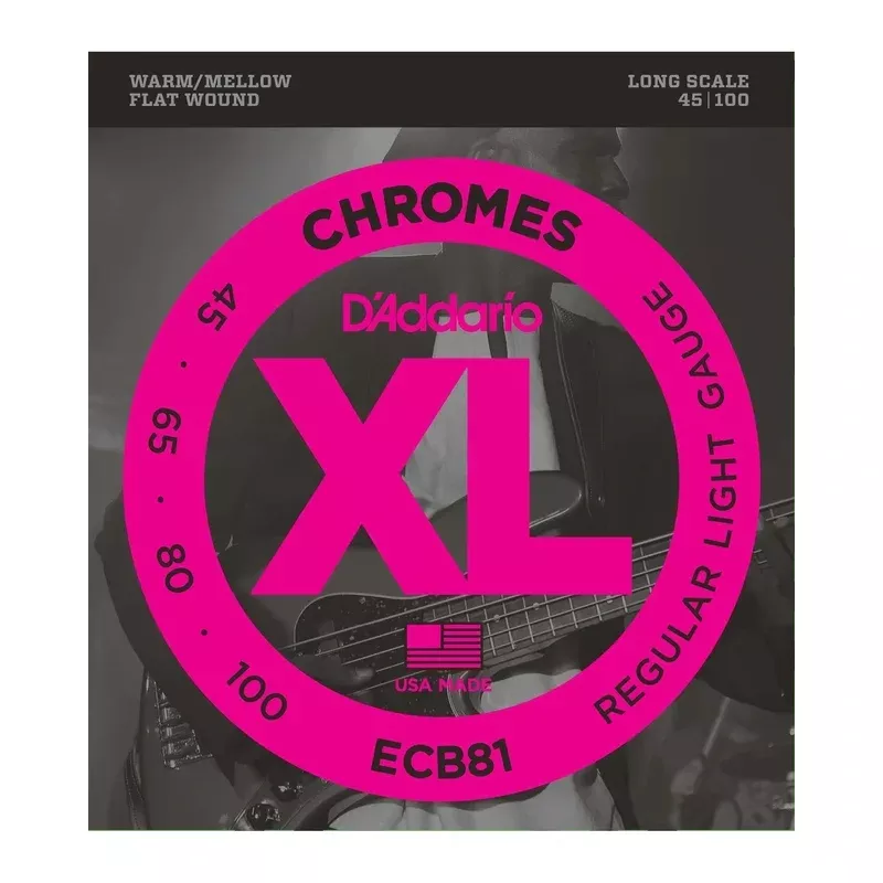 D’Addario ECB81 Flat Wound XL Chromes Regular Light Gauge Electric Bass Strings