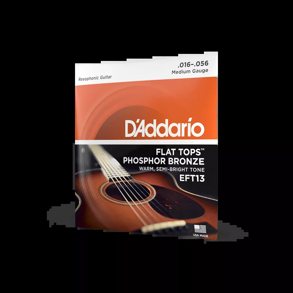 D'Addario EFT13 Flat Tops Phosphor Bronze Acoustic Guitar Strings, Resophonic Guitar, 16-56
