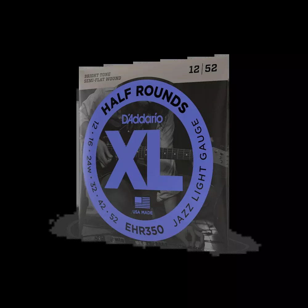 D'Addario EHR350 Half Round Electric Guitar Strings, Jazz Light, 12-52