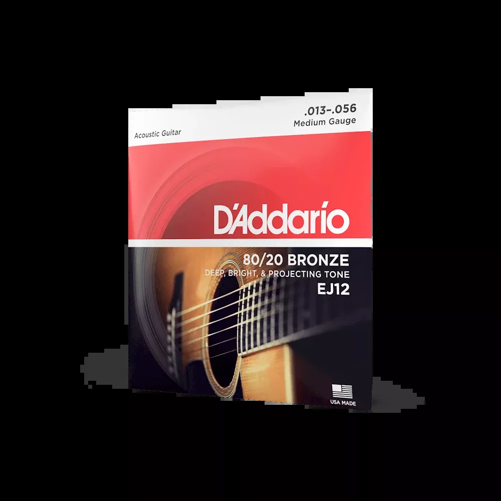 D'Addario EJ12 80/12 Bronze Acoustic Guitar Strings, Medium, 13-56
