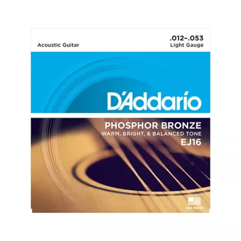 D'Addario EJ16 Phosphor Bronze Acoustic Guitar Strings - Light (12-53)