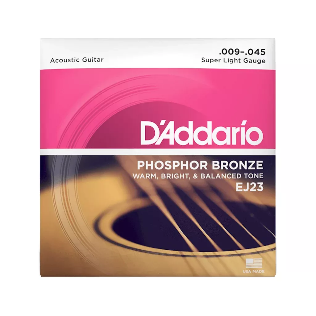 D'Addario EJ23 Phosphor Bronze Acoustic Guitar Strings, Super Light, 09-45