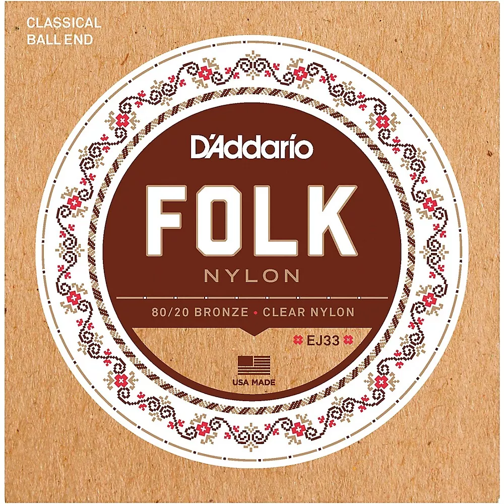 D'Addario EJ33 Folk Nylon 80/20 Bronze/Ball End Clear Treble Guitar Strings