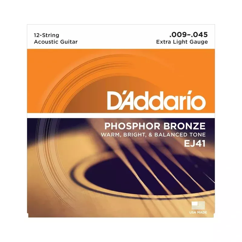 D’Addario EJ41 Phosphor Bronze Extra Light Gauge 12-String Acoustic Guitar Strings