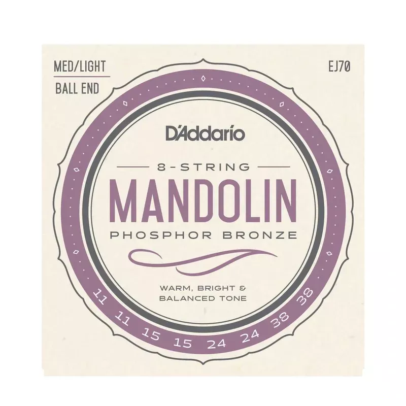 D’Addario EJ70 Phosphor Bronze Medium / Light Gauge Ball End Mandolin Strings