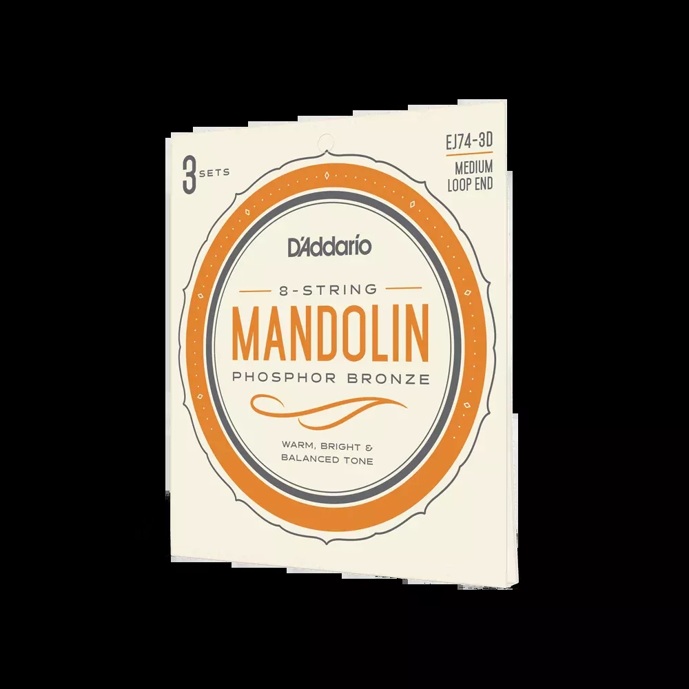 D’Addario EJ74-3D Mandolin Strings, Phosphor Bronze, Medium, 11-40, 3 Sets