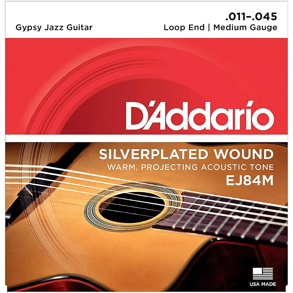 D'Addario EJ84M Gypsy Jazz Silver Wound Loop End Medium Guitar Strings
