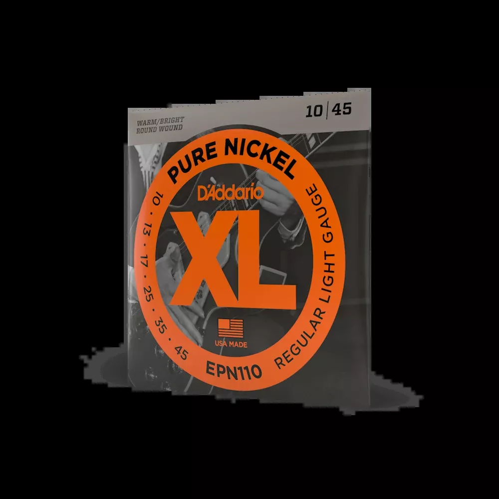 D'Addario EPN110 Pure Nickel Electric Guitar Strings, Regular Light, 10-45
