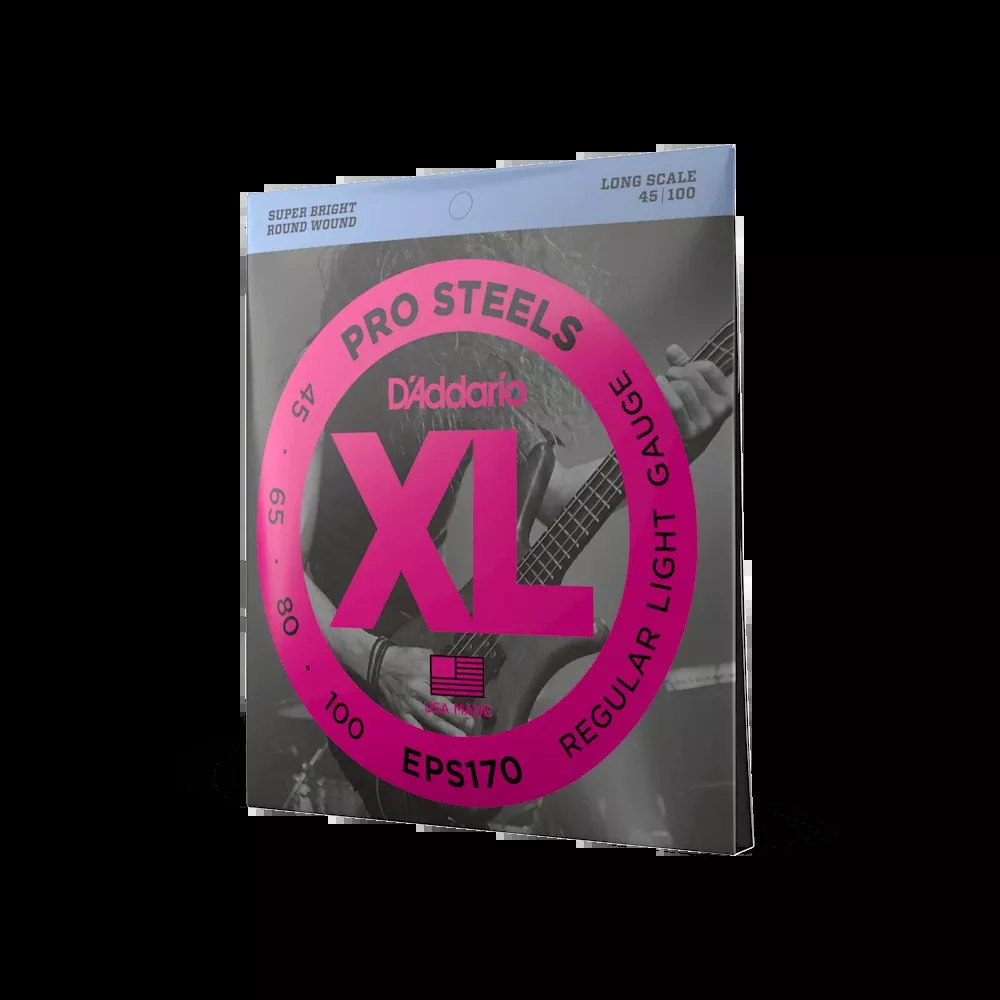 D'Addario EPS170 ProSteels Bass Guitar Strings, Light, 45-100, Long Scale