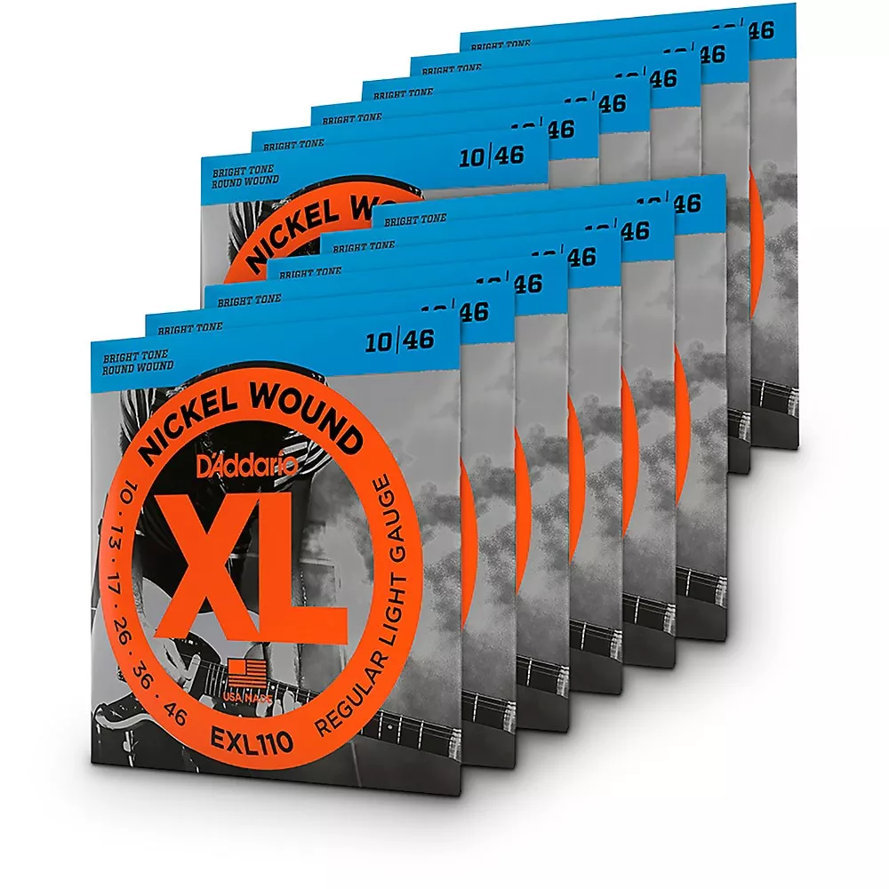 D'Addario EXL110-12P Nickel Wound Light Electric Guitar Strings 12-Pack