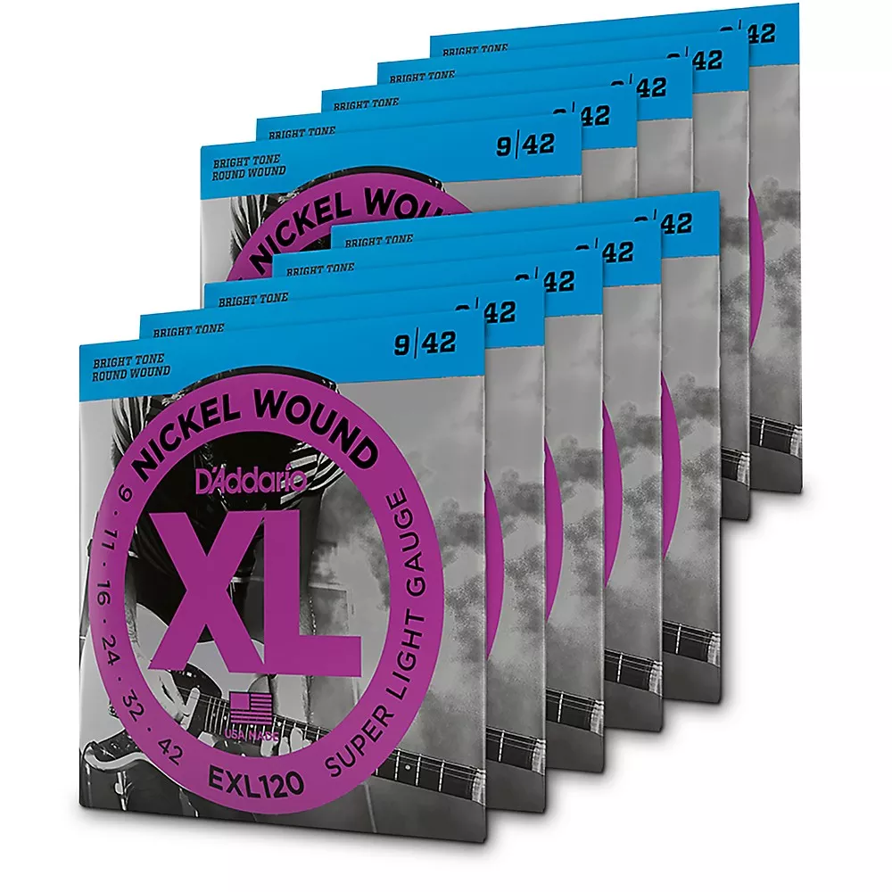 D'Addario EXL120 Nickel Super Light Electric Guitar Strings 10-Pack