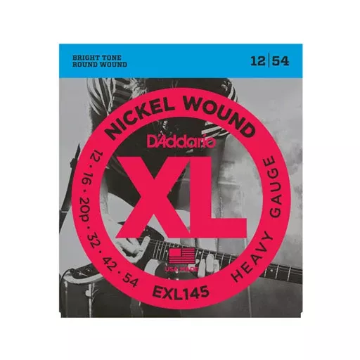 D’Addario EXL145 Nickel Wound Electric Guitar Strings, Heavy, Plain 3rd, 12-54