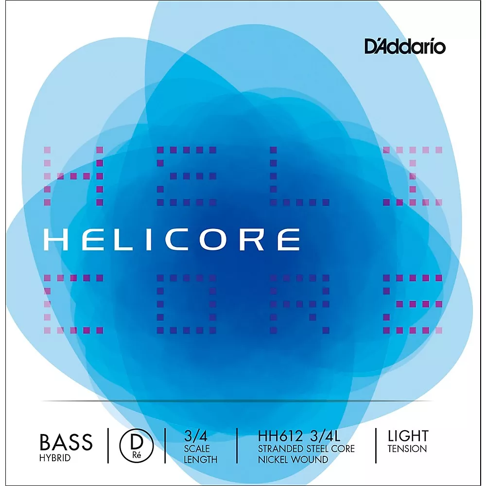 D'Addario Helicore Hybrid Series Double Bass D String 3/4 Size Light