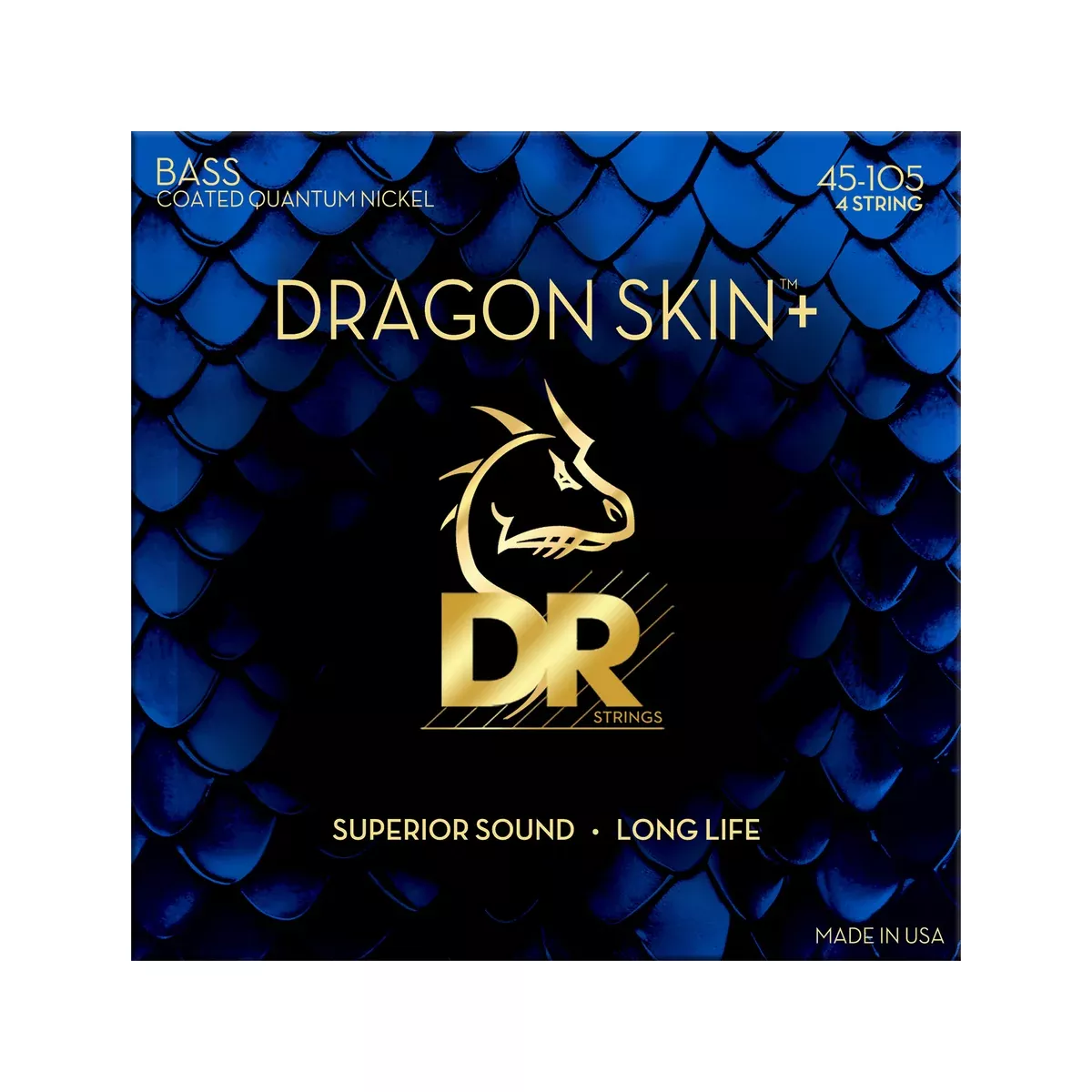 DR Strings DBQ-45 Dragon Skin+ Quantum Nickel 4-String Bass Guitar Strings, Medium, 45-105