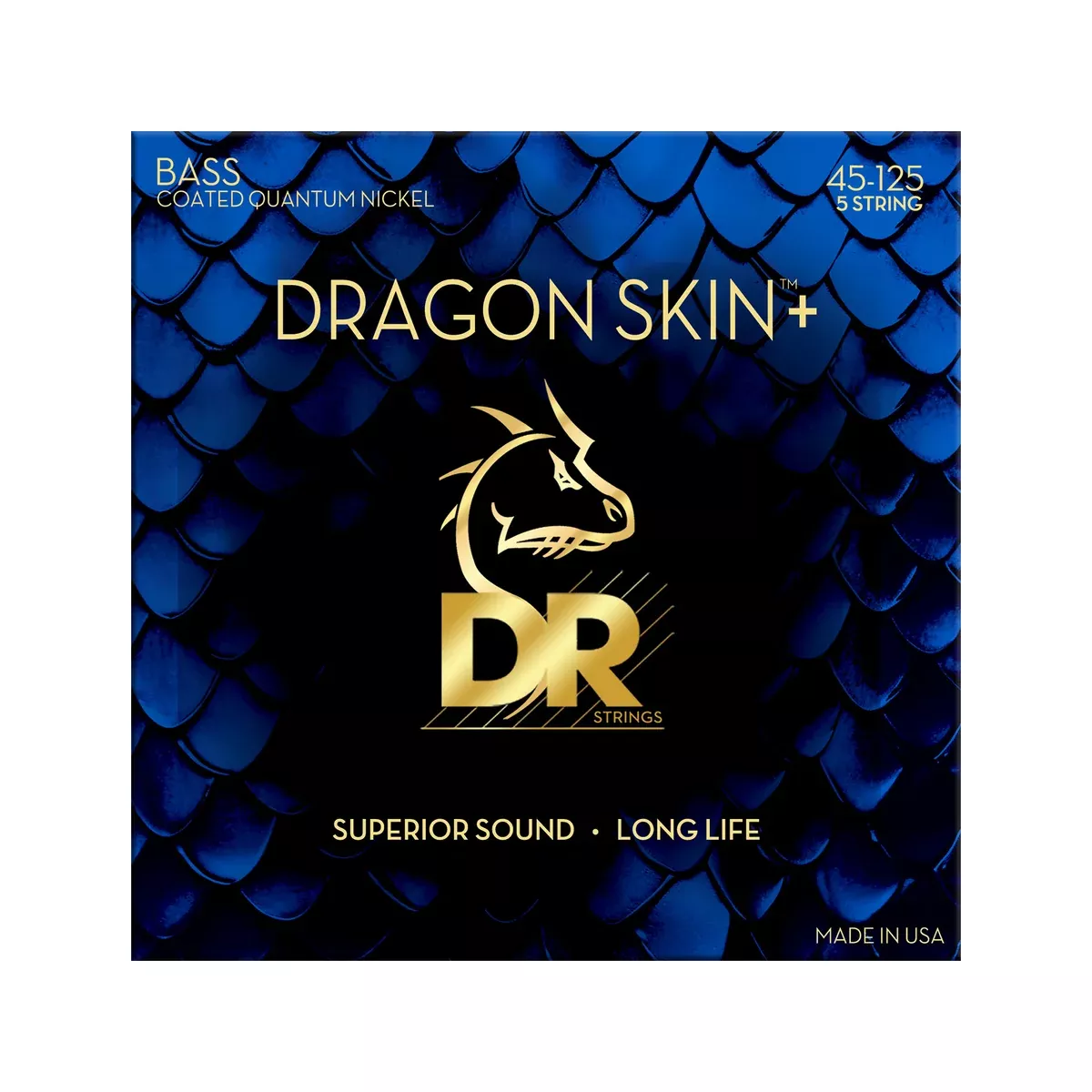 DR Strings DBQ5-45 Dragon Skin+ Quantum Nickel 5-String Bass Guitar Strings, Medium, 45-125