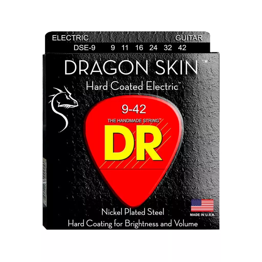 DR Strings DSE-9 Dragon Skin Clear Coated Electric Guitar Strings, Light, 9-42