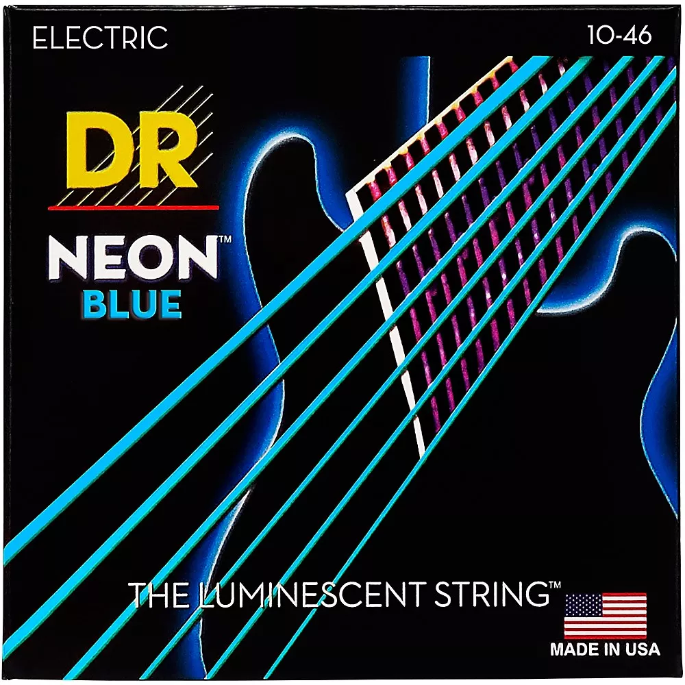 DR Strings Hi-Def NEON Blue Coated Medium (10-46) Electric Guitar Strings