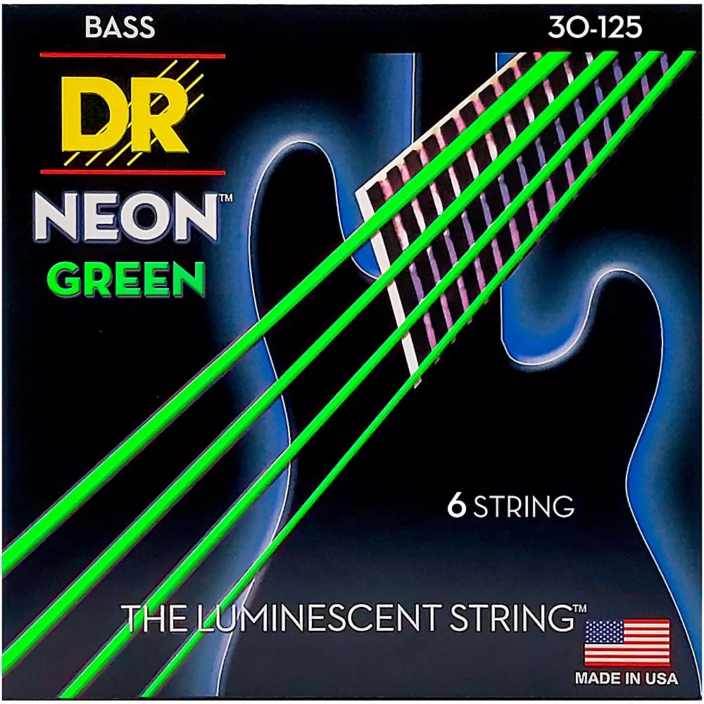 DR Strings NEON Hi-Def Green Bass SuperStrings Medium 6-String