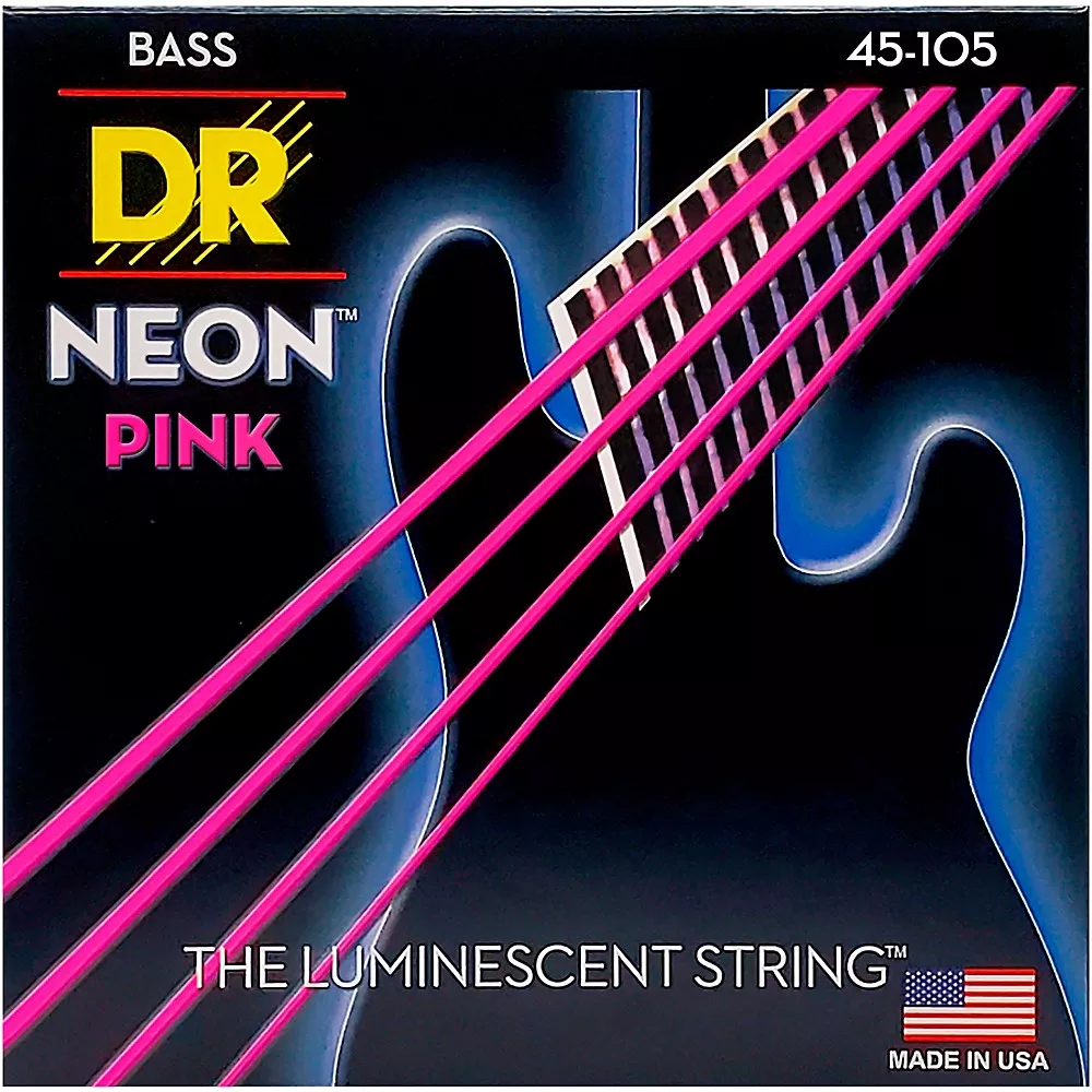 DR Strings NEON Hi-Def Pink Bass SuperStrings Medium 4-String