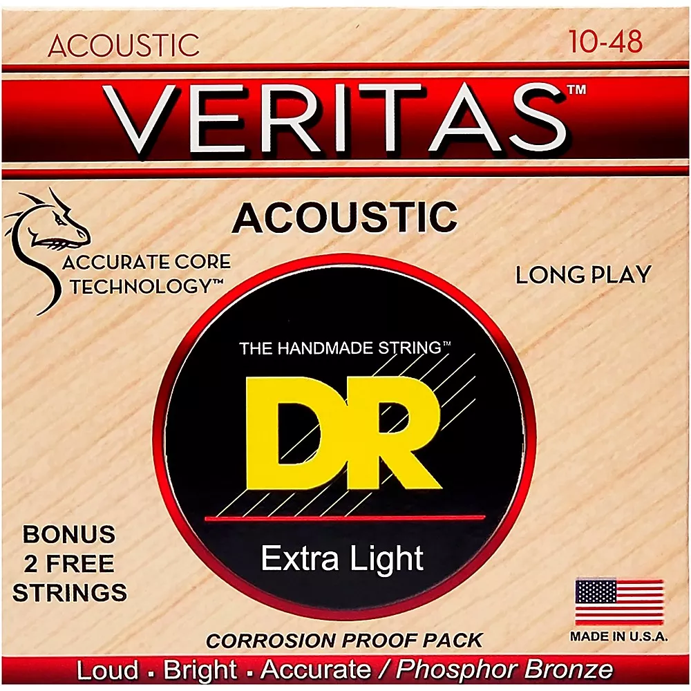 DR Strings Veritas - Perfect Pitch with Dragon Core Technology Custom Light Acoustic Strings (11-50)
