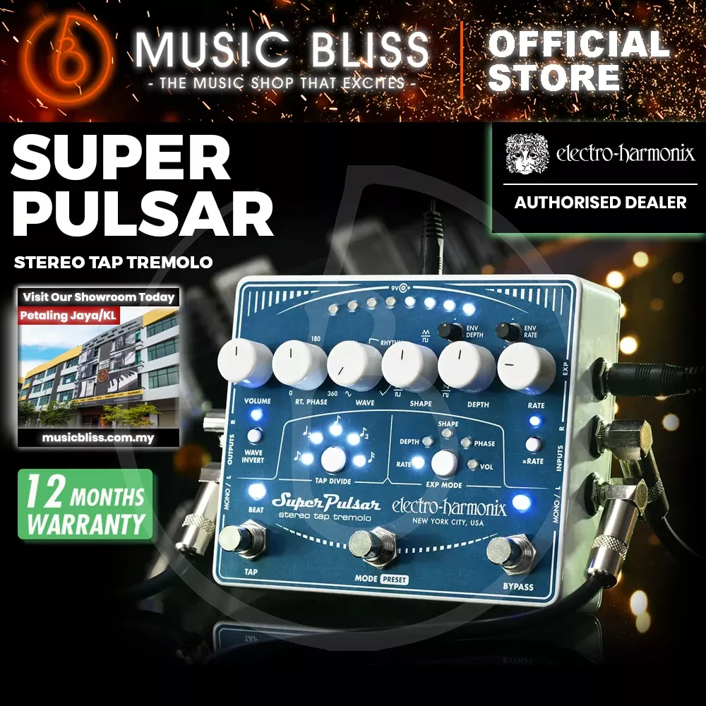 Electro Harmonix Super Pulsar Stereo Tap Tremelo Guitar Effects Pedal